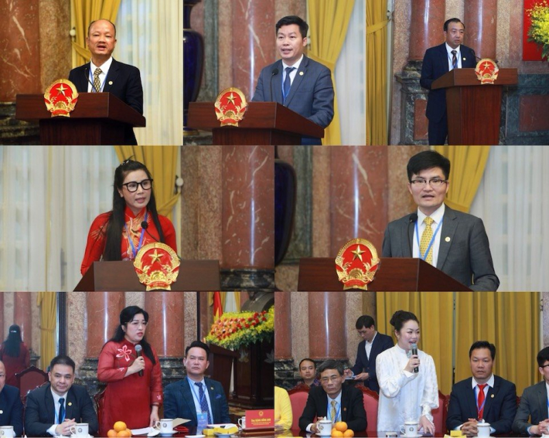 Các doanh nhân trẻ nêu kiến nghị, đề xuất với lãnh đạo Đảng, Nhà nước tại buổi gặp mặt.